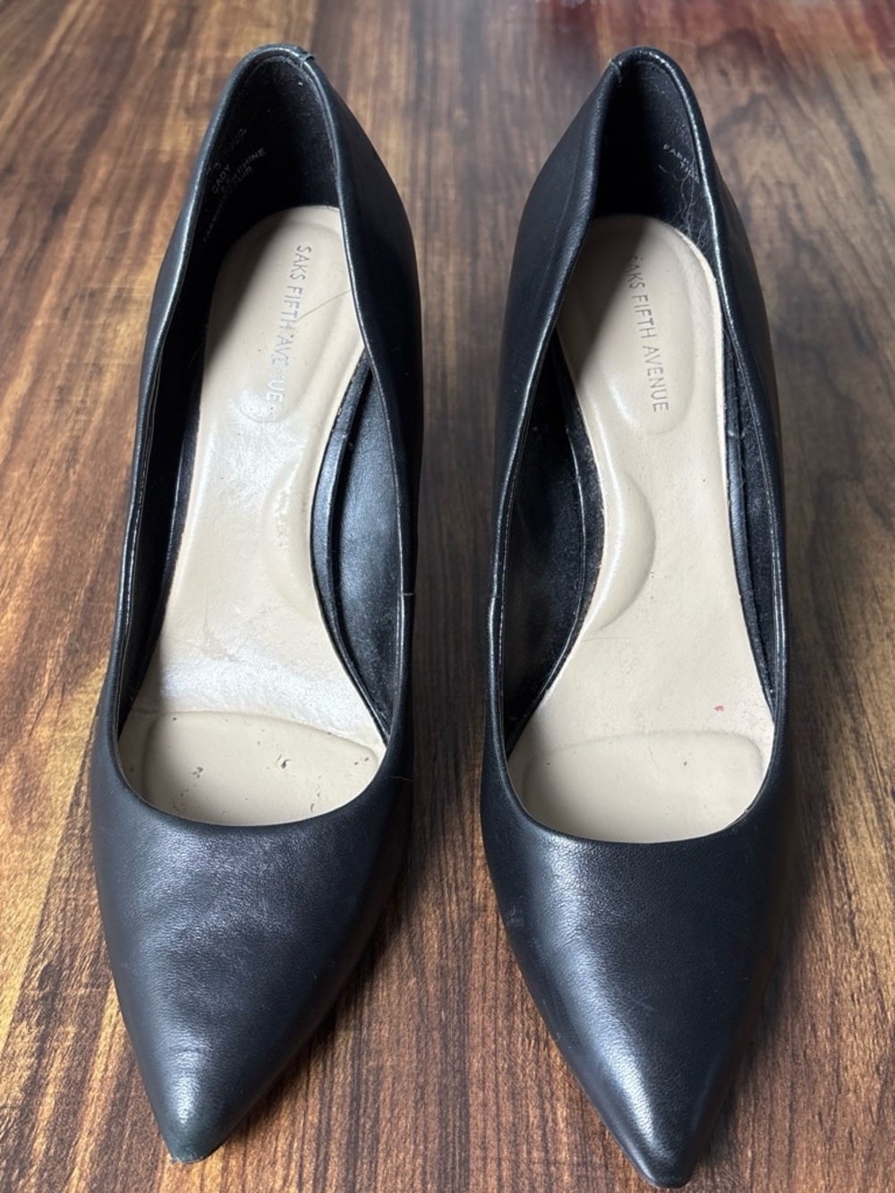 Saks Fifth Avenue Black Pointed-Toe Leather Pumps